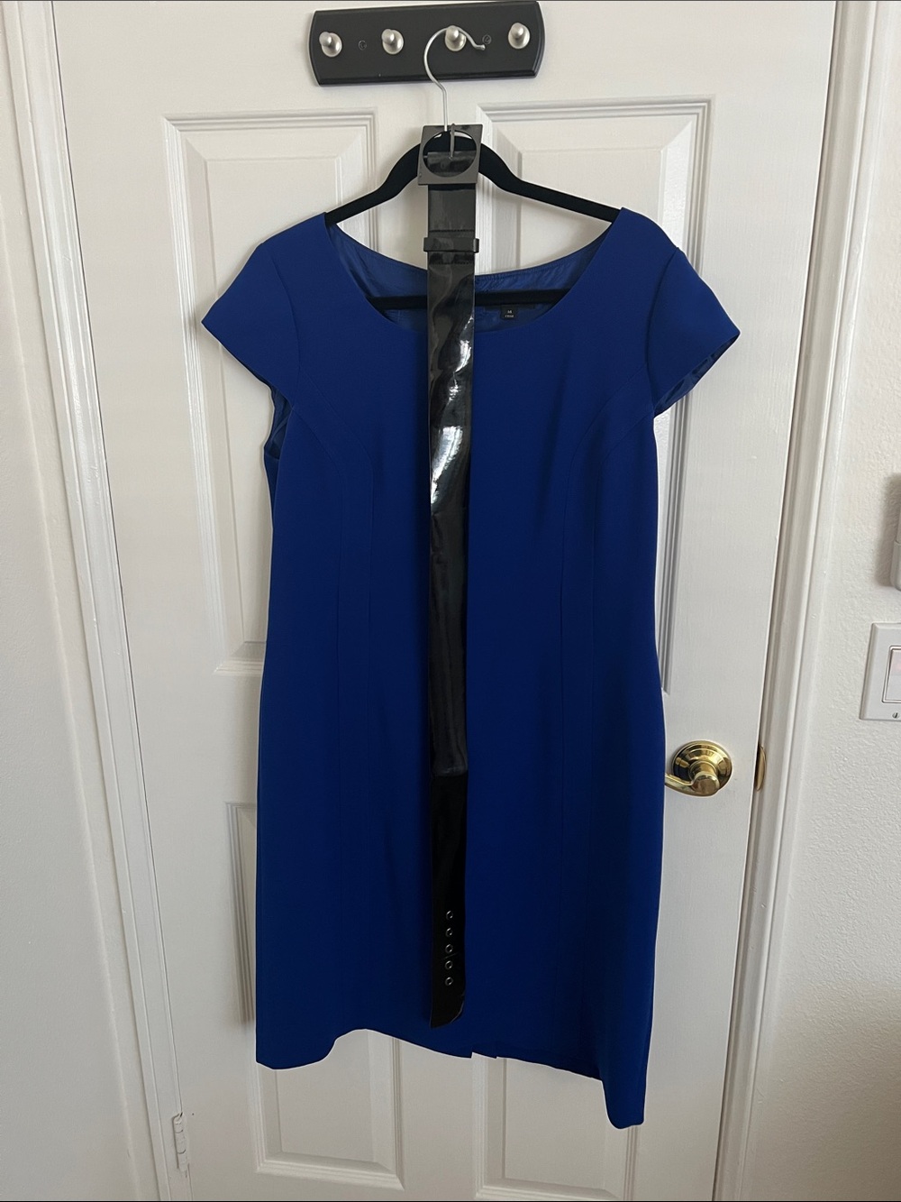 Tahari Cobalt Blue Cap-Sleeve Midi Dress